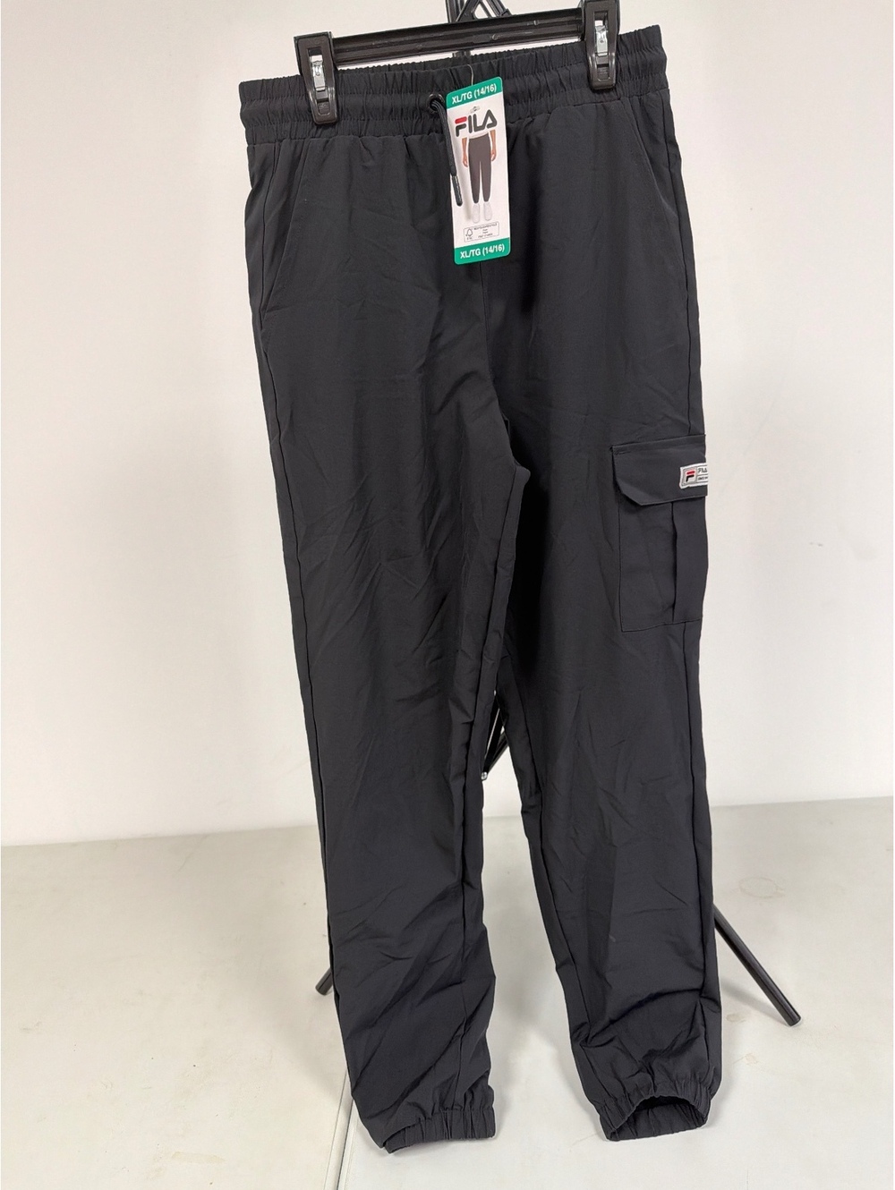 FILA Youth XL Black Cargo Track Pants with Elastic Cuffs 0027